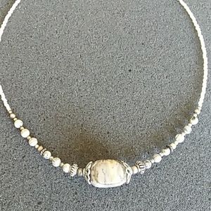 Natural stone white/gray necklace